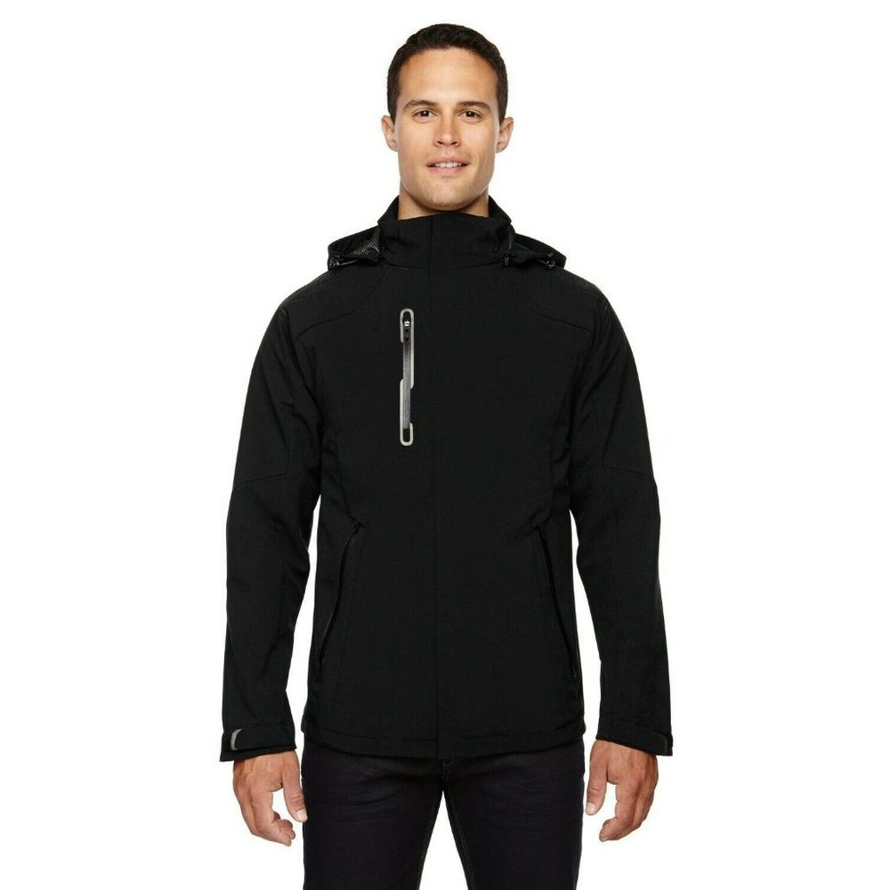 North End Sport Axis Men's Black Soft Shell Jacket Size L New W/Tags Hood Zipper